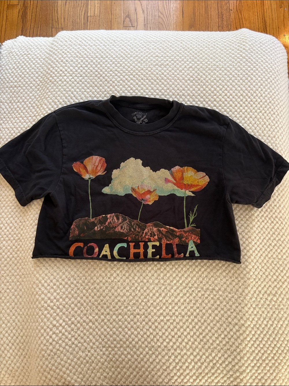Coachella Black Floral Graphic Cropped Tee